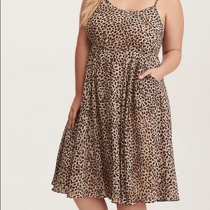 LEOPARD PRINT CHIFFON MIDI DRESS